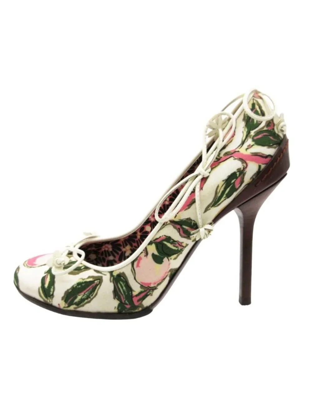 Louis Vuitton Pumps Multicolor Flower Print Almond Toe High Heels White